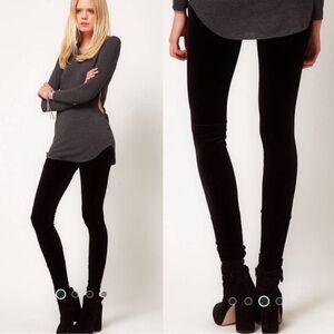 LNA Black Velvet Skinny Leggings M